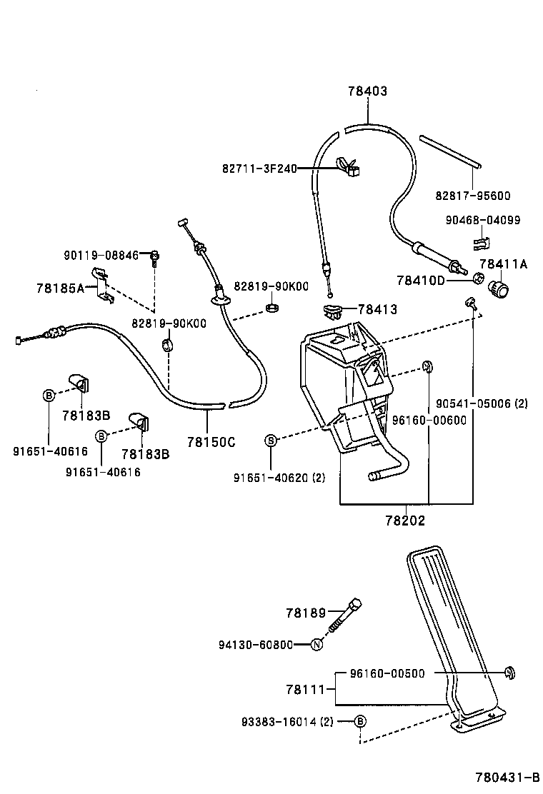 78184-37080 BRACKET, ACCELERATOR CONTROL CABLE product image