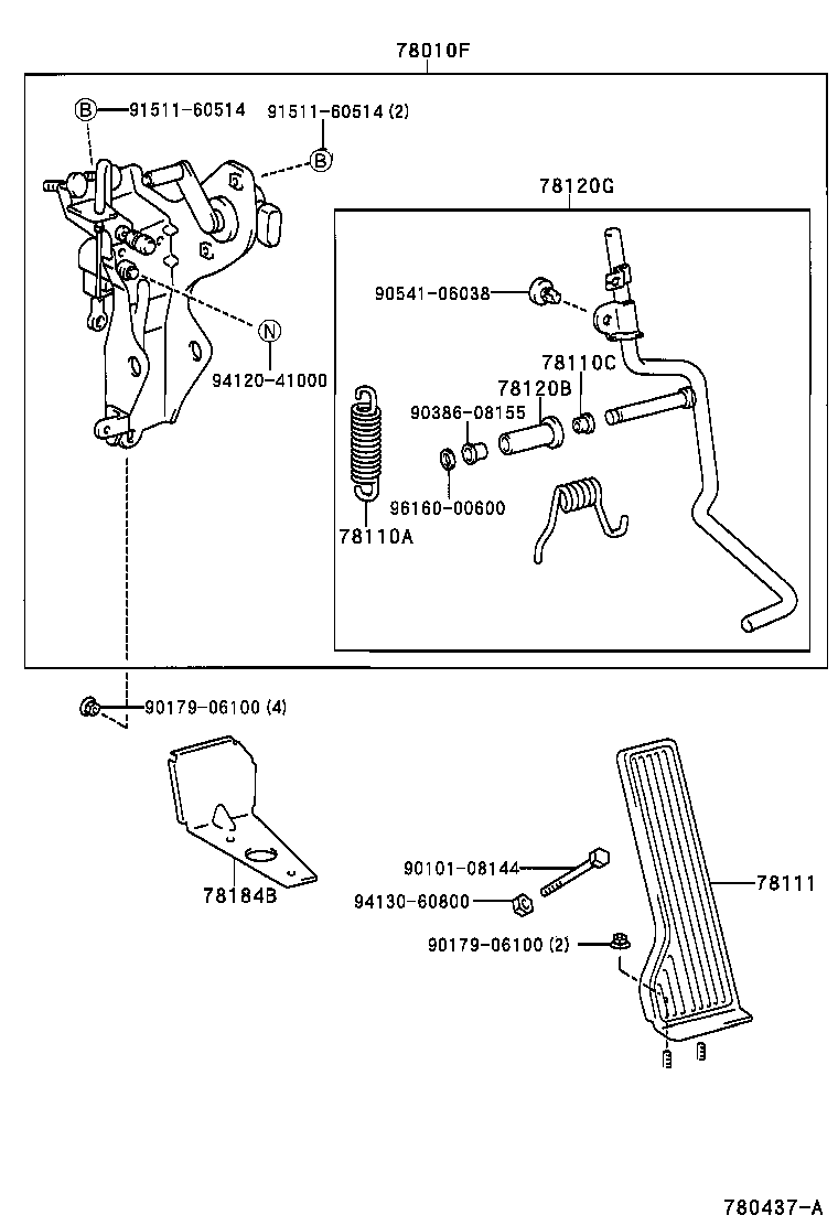 78010-65020 PEDAL ASSY, ACCELERATOR product image