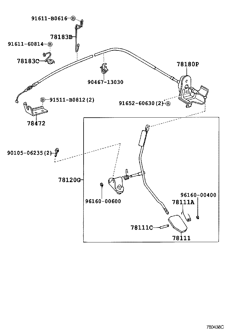 78183-26100 CLAMP, ACCELERATOR CONTROL CABLE product image
