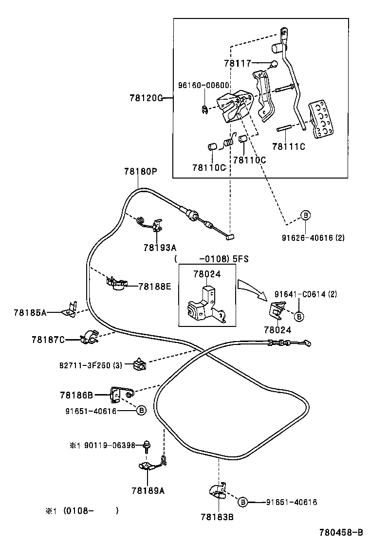 Toyota 78120-17080 ROD ASSY, ACCELERATOR PEDAL