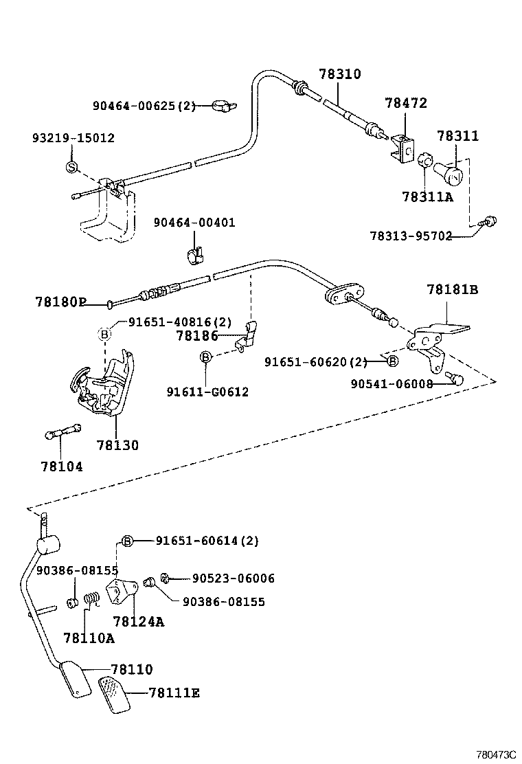 78124-0B010 BRACKET, ACCELERATOR PEDAL ROD product image