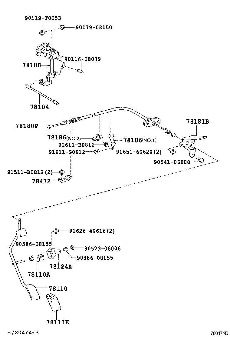 78124-0B010 BRACKET, ACCELERATOR PEDAL ROD product image