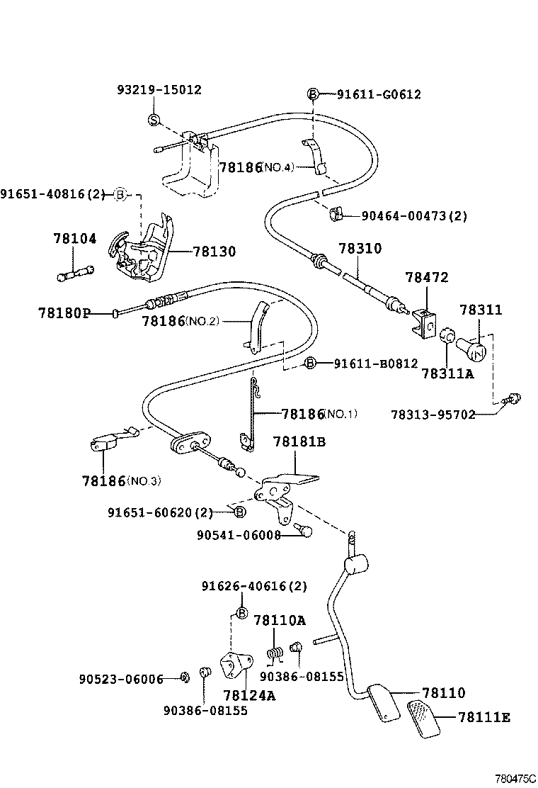 78124-0B010 BRACKET, ACCELERATOR PEDAL ROD product image