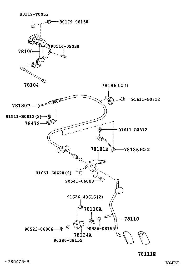 78124-0B010 BRACKET, ACCELERATOR PEDAL ROD product image