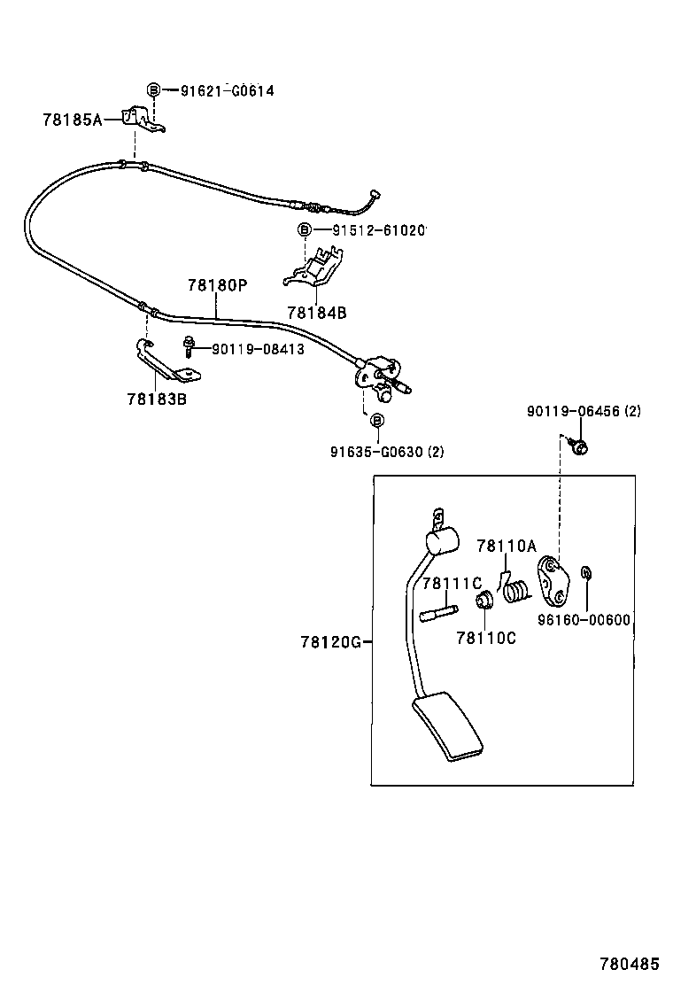 78184-35100 BRACKET, ACCELERATOR CONTROL CABLE product image