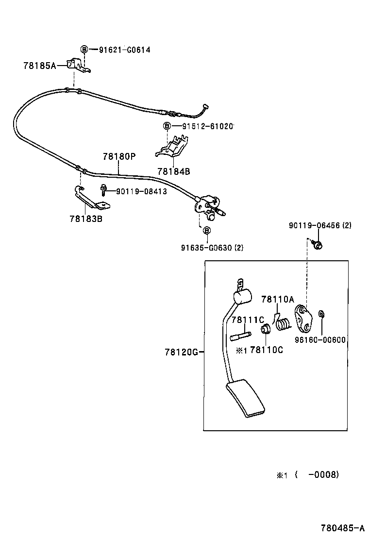 Toyota 78120-35280 ROD ASSY, ACCELERATOR PEDAL