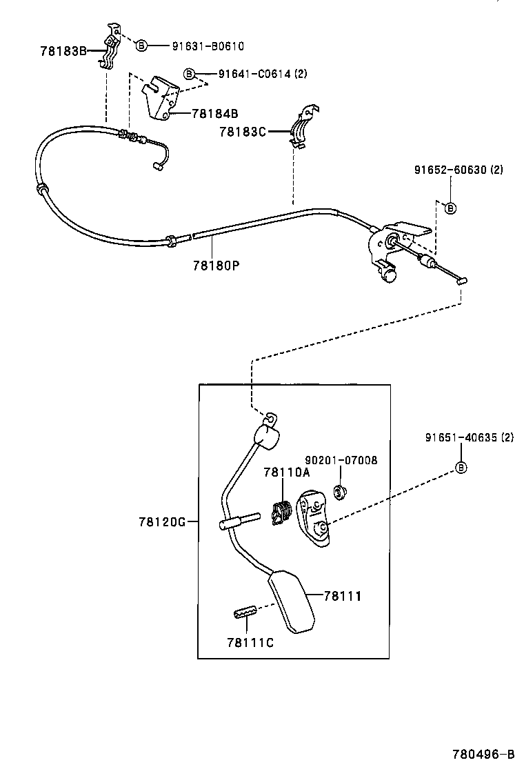 78183-63010 CLAMP, ACCELERATOR CONTROL CABLE product image