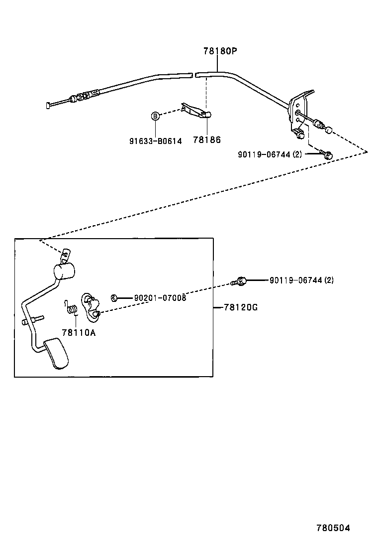 78185-42010 CLAMP, ACCELERATOR CONTROL CABLE, NO.2 product image