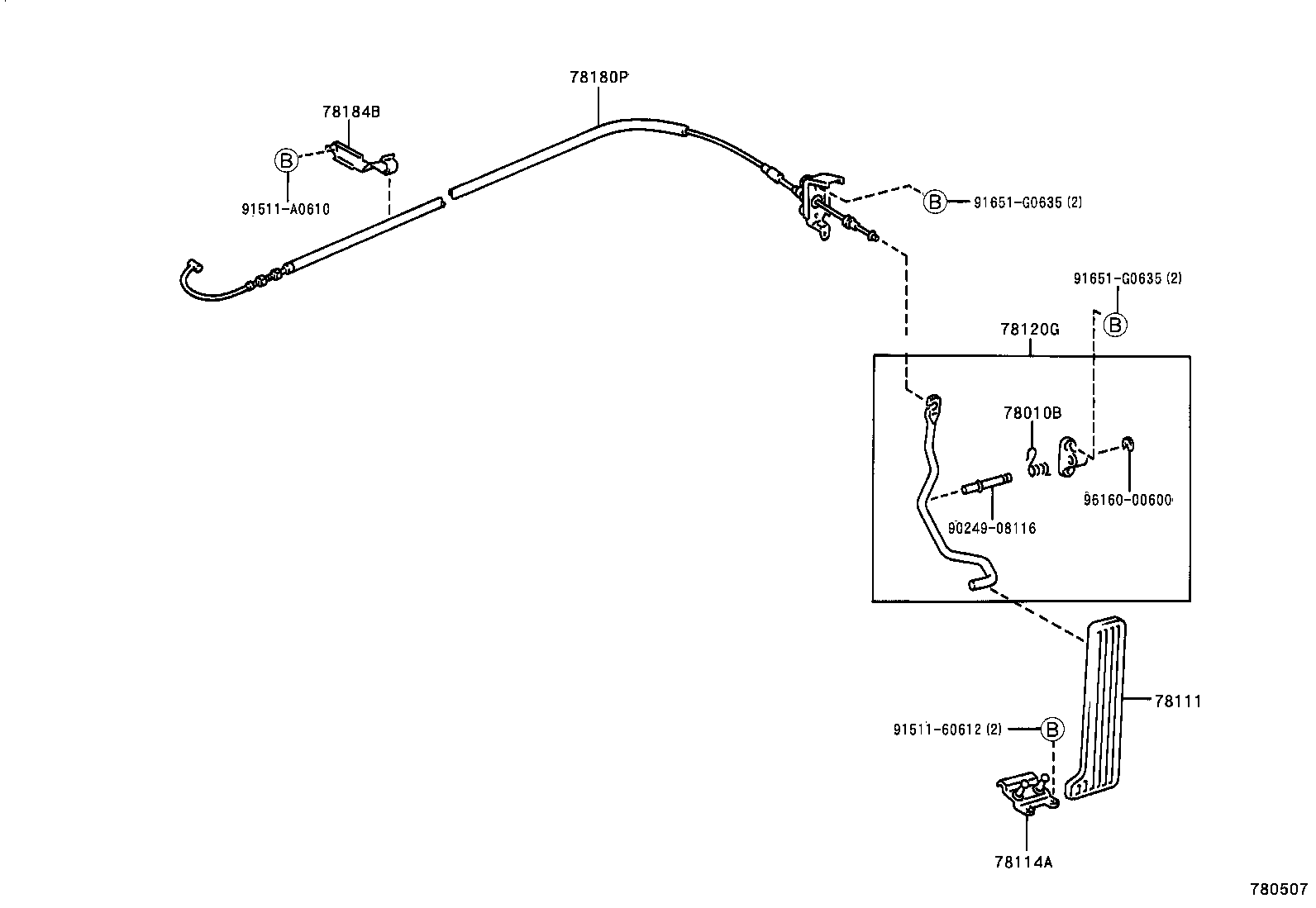 78120-51030 ROD ASSY, ACCELERATOR PEDAL product image