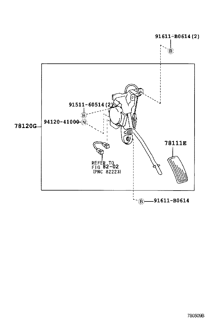 78185-60080 CLAMP, ACCELERATOR CONTROL CABLE, NO.2 product image