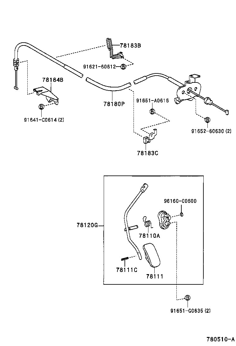 78183-21010 CLAMP, ACCELERATOR CONTROL CABLE product image