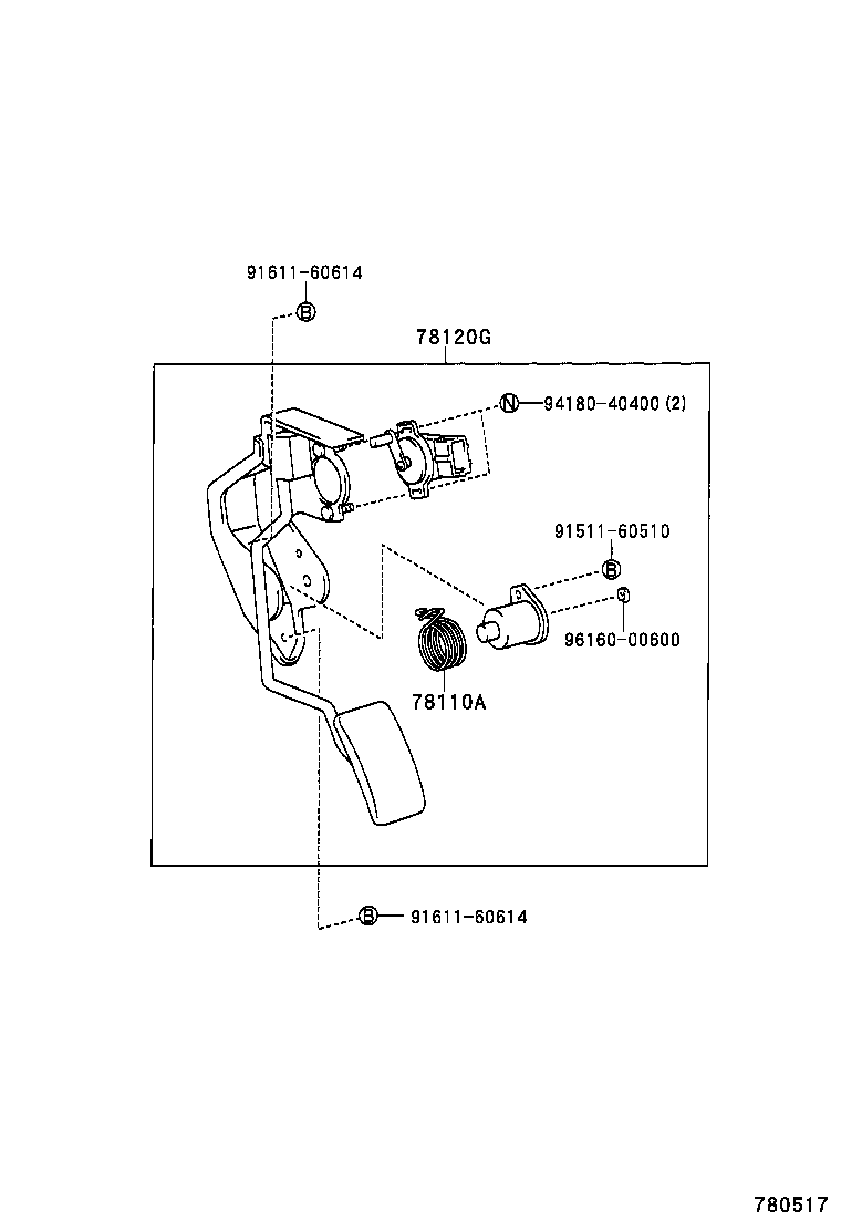 78189-35010 SUPPORT, ACCELERATOR CONTROL CABLE, NO.2 product image