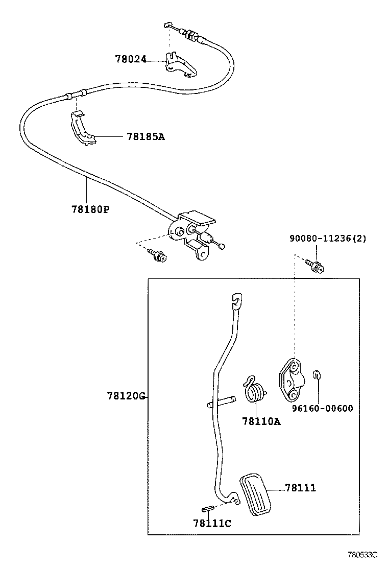 Toyota 78120-0C030 ROD ASSY, ACCELERATOR PEDAL
