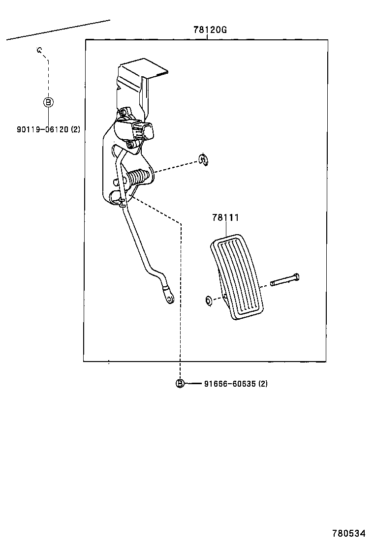 78120-3A080 ROD ASSY, ACCELERATOR PEDAL product image