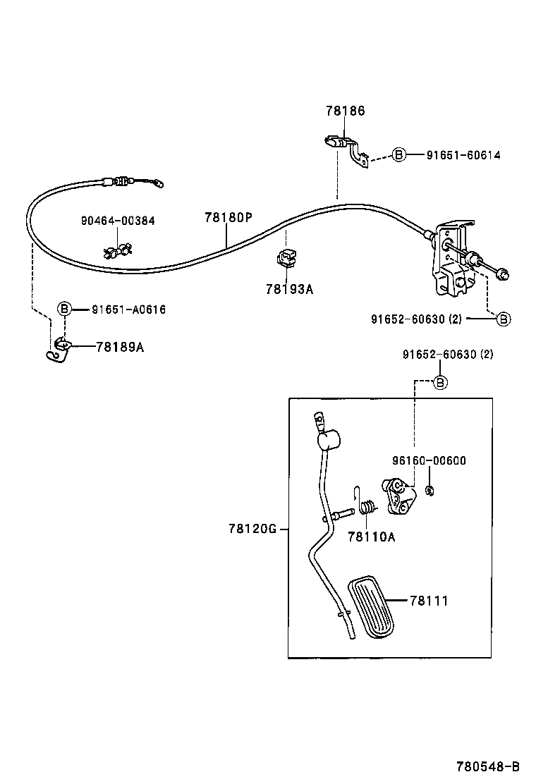 78189-48090 SUPPORT, ACCELERATOR CONTROL CABLE, NO.2 product image