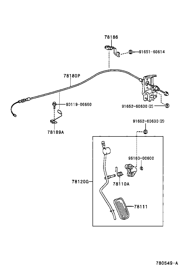 78189-48090 SUPPORT, ACCELERATOR CONTROL CABLE, NO.2 product image