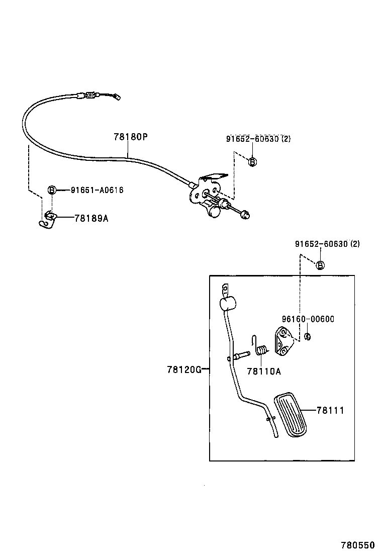 78189-48060 SUPPORT, ACCELERATOR CONTROL CABLE, NO.2 product image