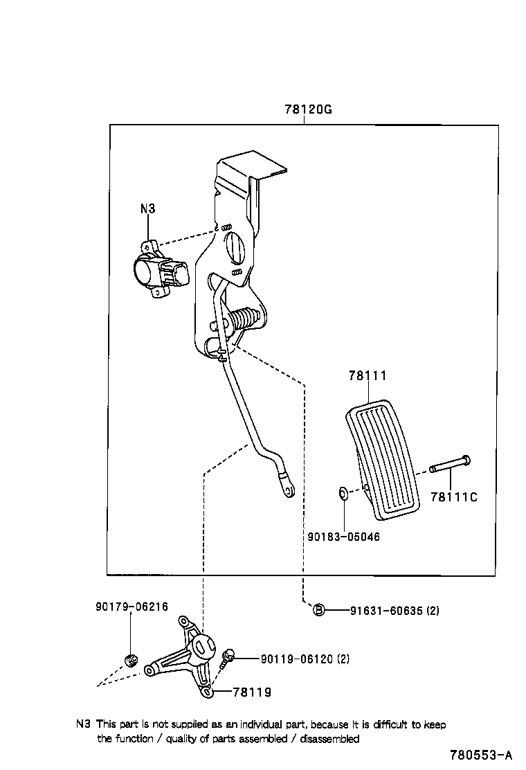 78119-30110 STOPPER, ACCELERATOR PEDAL ROD product image