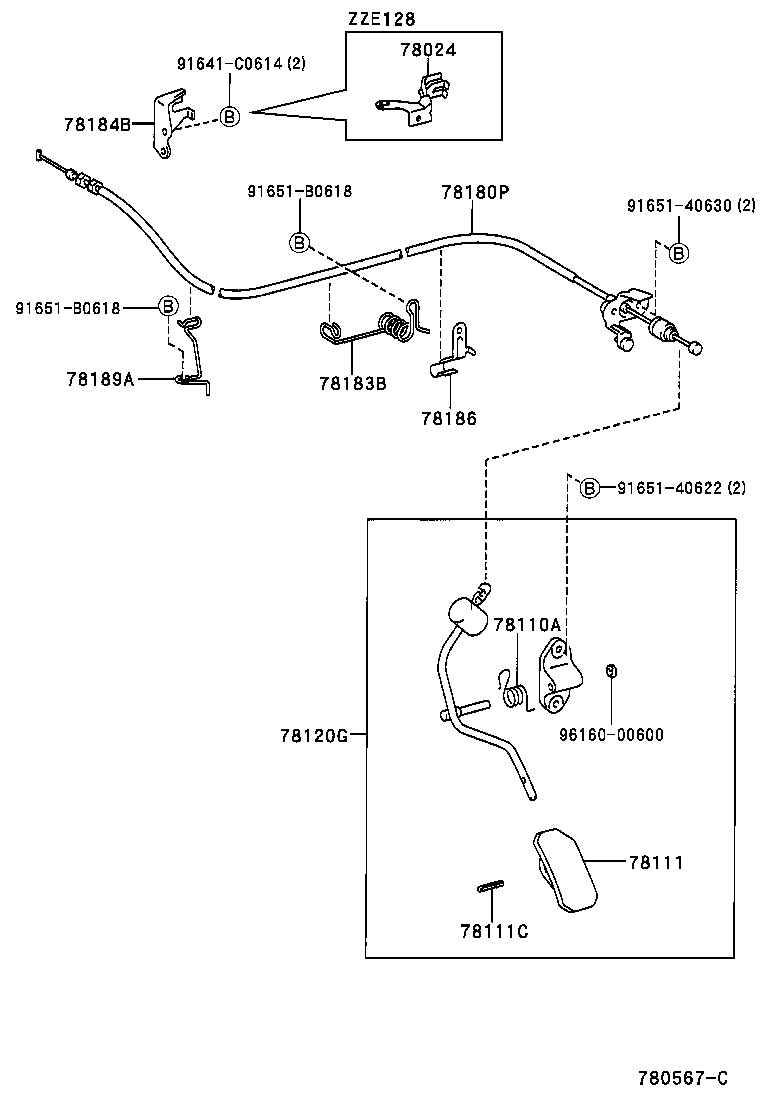 78180-13031 CABLE ASSY, ACCELERATOR CONTROL product image