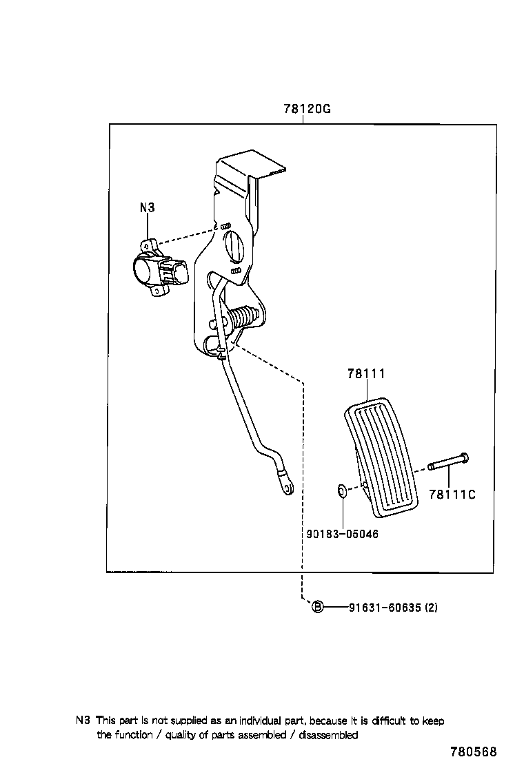 78119-30110 STOPPER, ACCELERATOR PEDAL ROD product image
