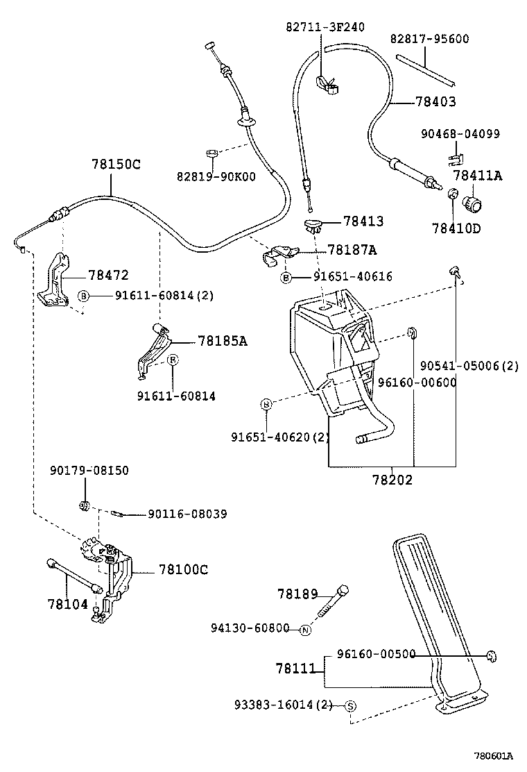 78184-37080 BRACKET, ACCELERATOR CONTROL CABLE product image