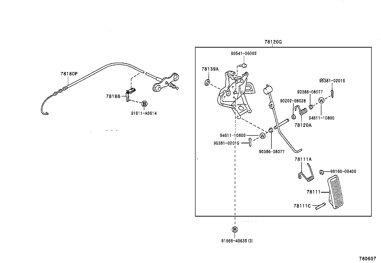 78024-30101 BRACKET SUB-ASSY, ACCELERATOR CONTROL CABLE product image