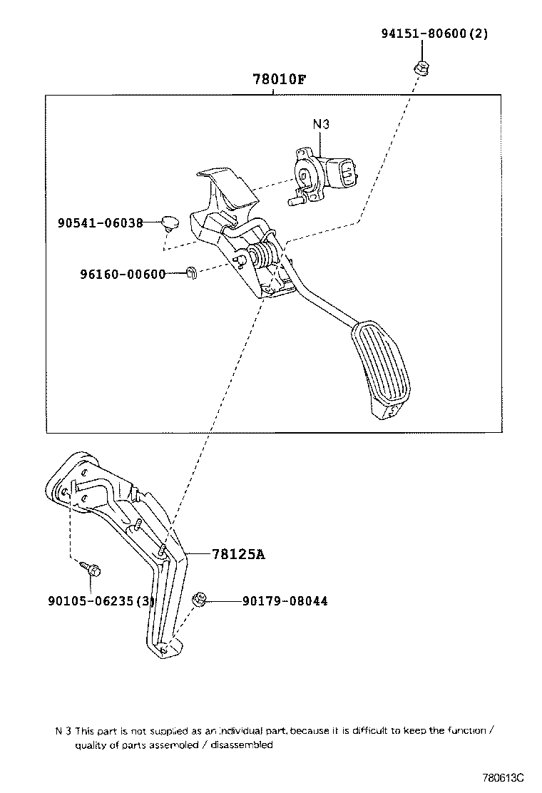 78183-26100 CLAMP, ACCELERATOR CONTROL CABLE product image
