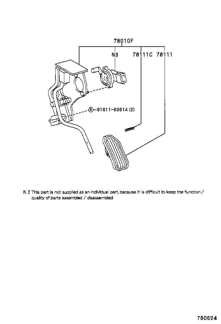 78180-13040 CABLE ASSY, ACCELERATOR CONTROL product image