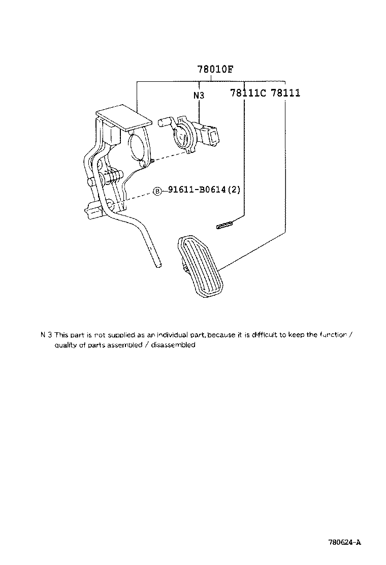 78010-12152 PEDAL ASSY, ACCELERATOR product image