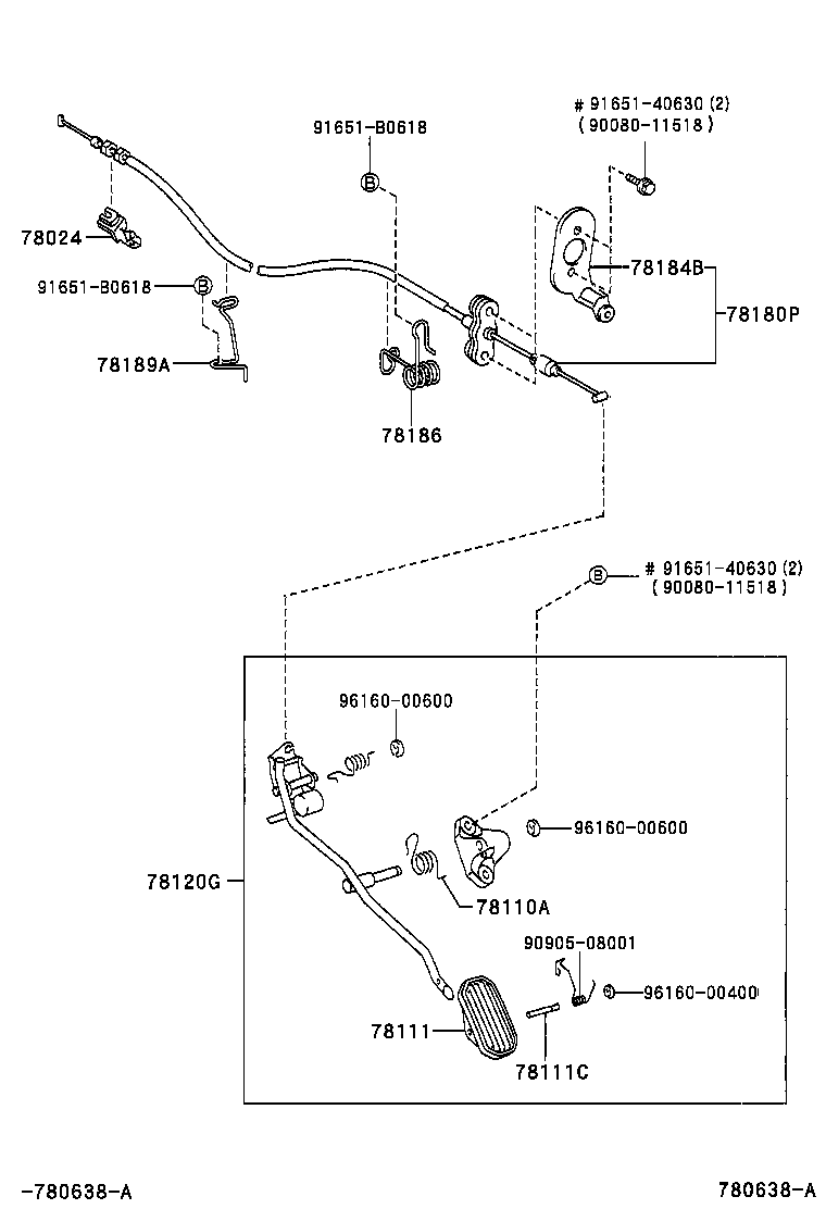 78185-13010 CLAMP, ACCELERATOR CONTROL CABLE, NO.2 product image