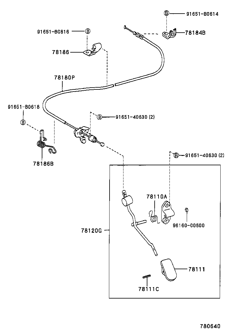 78189-02010 SUPPORT, ACCELERATOR CONTROL CABLE, NO.2 product image