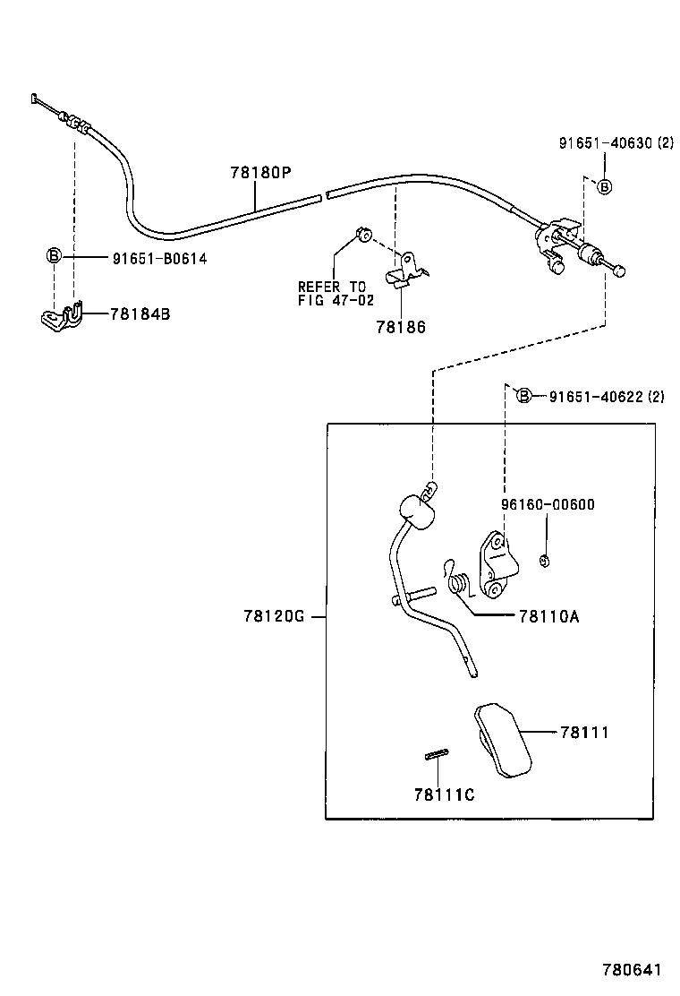 78189-02010 SUPPORT, ACCELERATOR CONTROL CABLE, NO.2 product image
