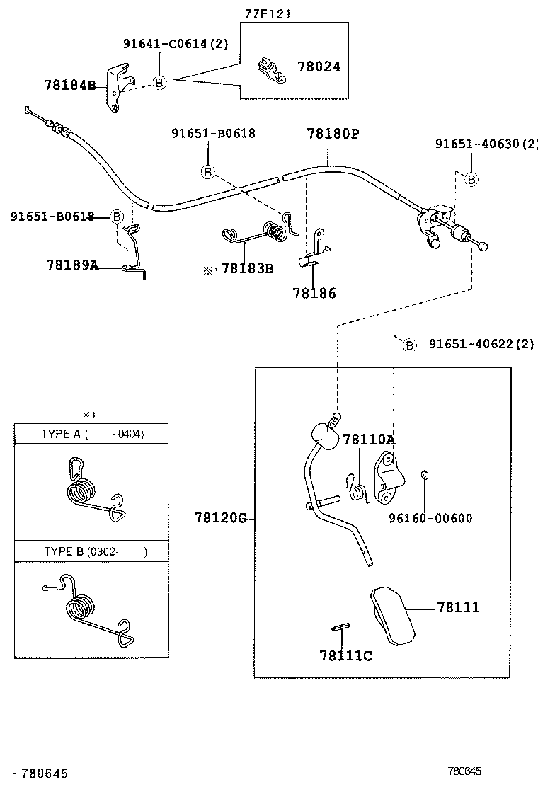 78189-02010 SUPPORT, ACCELERATOR CONTROL CABLE, NO.2 product image