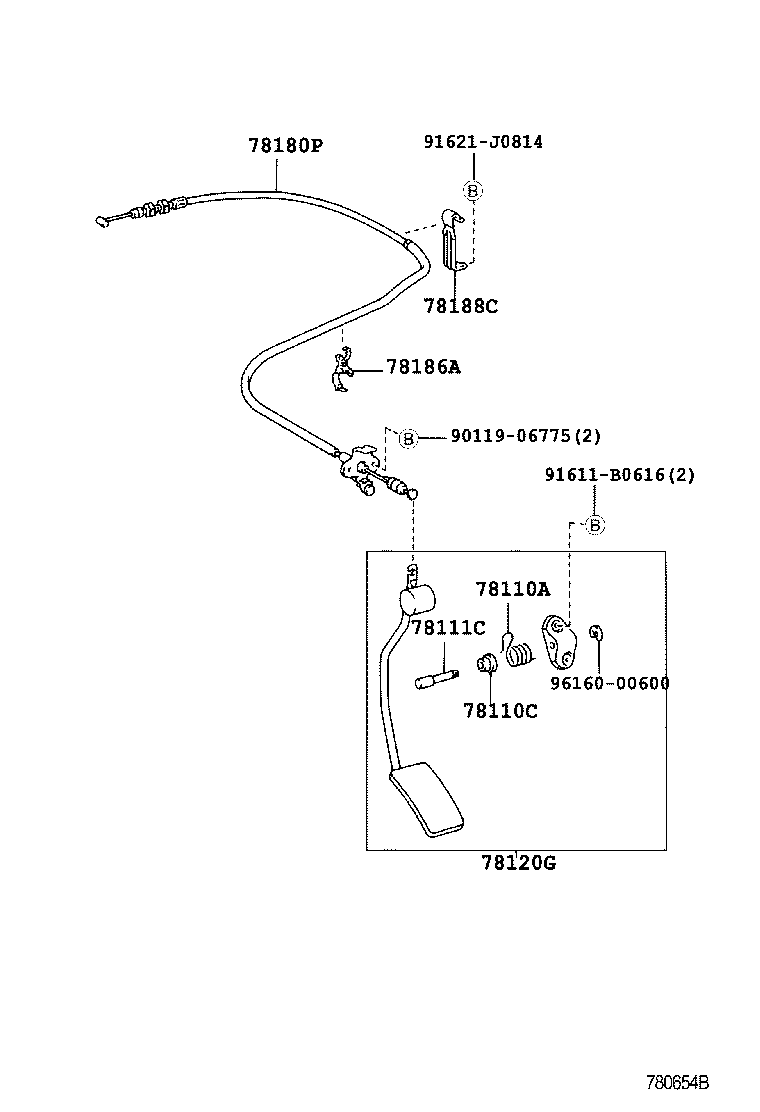 78185-35110 CLAMP, ACCELERATOR CONTROL CABLE, NO.2 product image