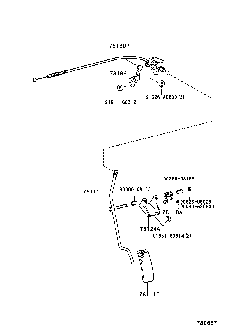 78124-0B070 BRACKET, ACCELERATOR PEDAL ROD product image
