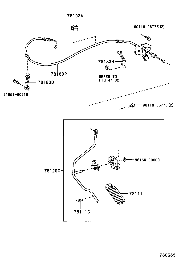 78183-58010 CLAMP, ACCELERATOR CONTROL CABLE product image