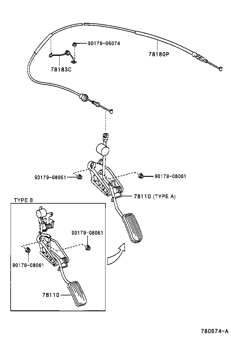 Toyota 78180-0D010 CABLE ASSY, ACCELERATOR CONTROL