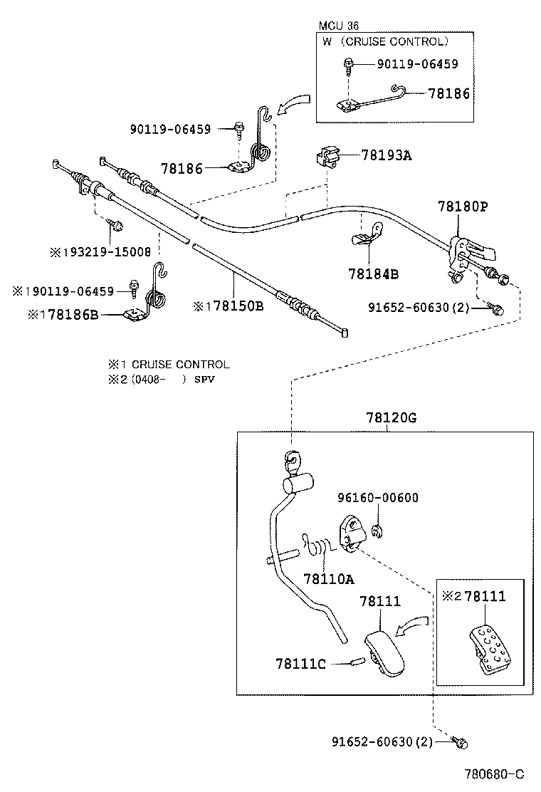 78184-33050 BRACKET, ACCELERATOR CONTROL CABLE product image