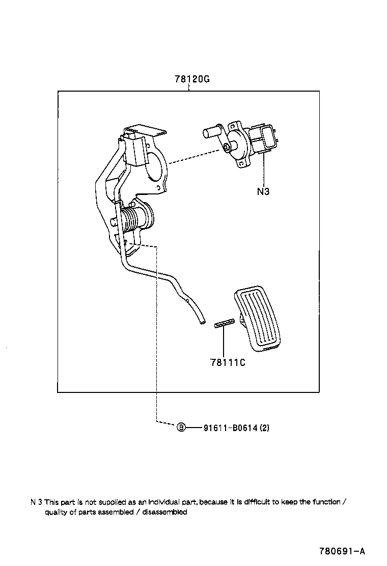 78185-35110 CLAMP, ACCELERATOR CONTROL CABLE, NO.2 product image