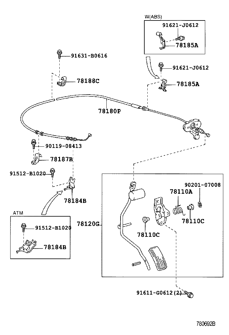 78185-35110 CLAMP, ACCELERATOR CONTROL CABLE, NO.2 product image