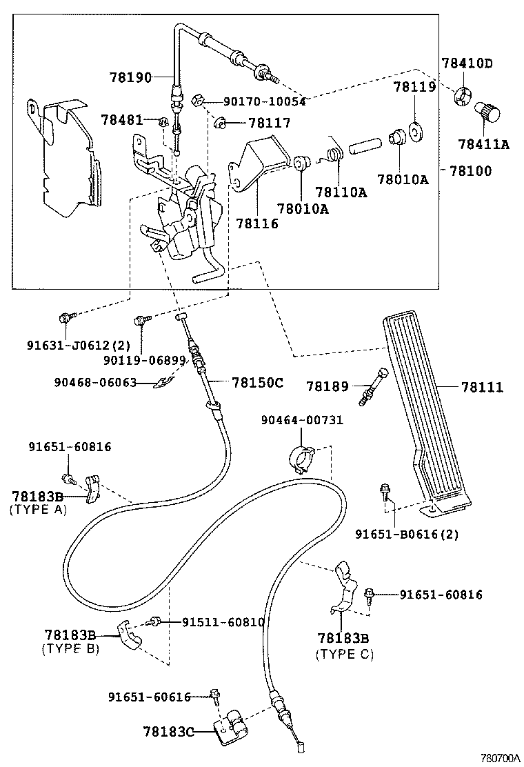 78183-0W010 CLAMP, ACCELERATOR CONTROL CABLE product image