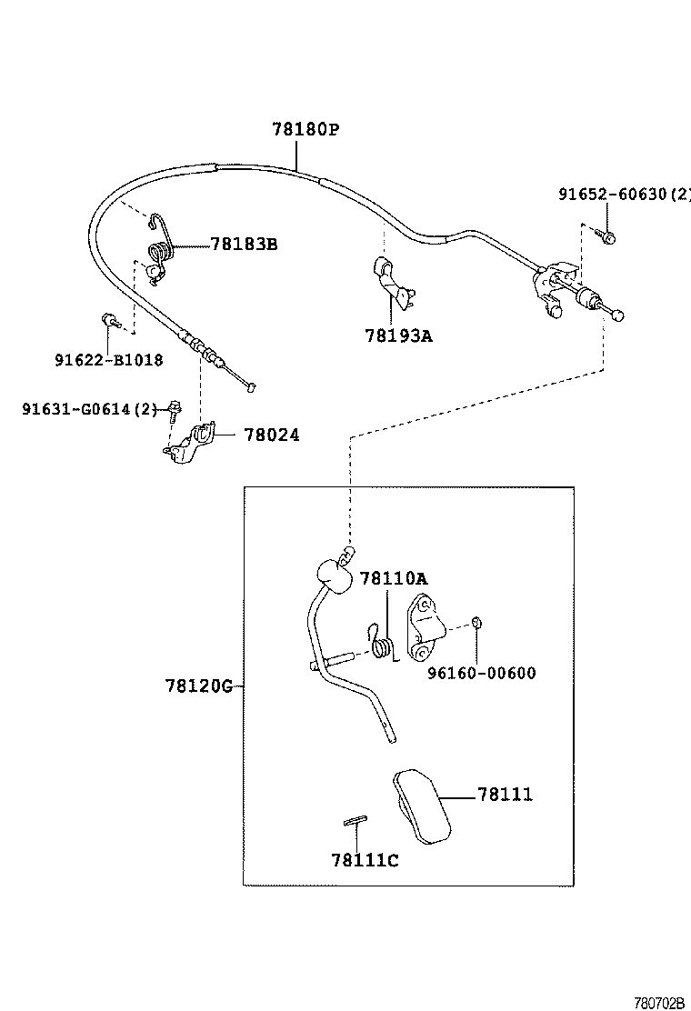 78024-88581 BRACKET SUB-ASSY, ACCELERATOR CONTROL CABLE product image