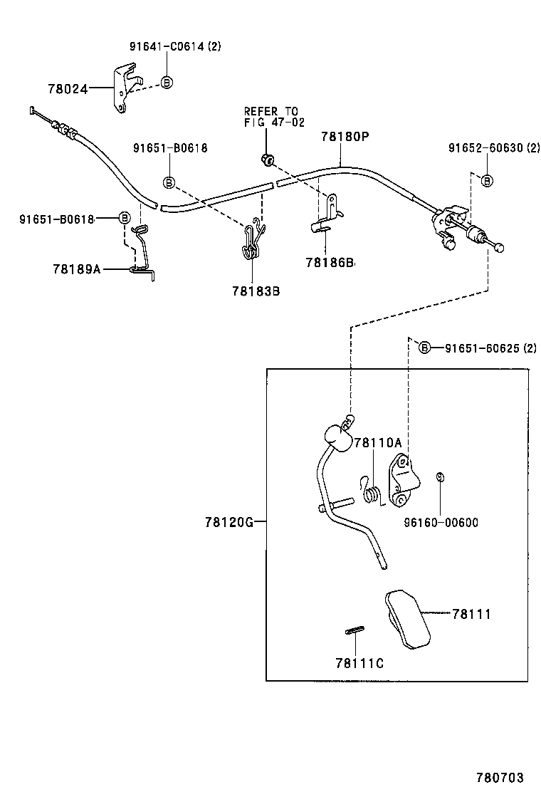 78024-88581 BRACKET SUB-ASSY, ACCELERATOR CONTROL CABLE product image