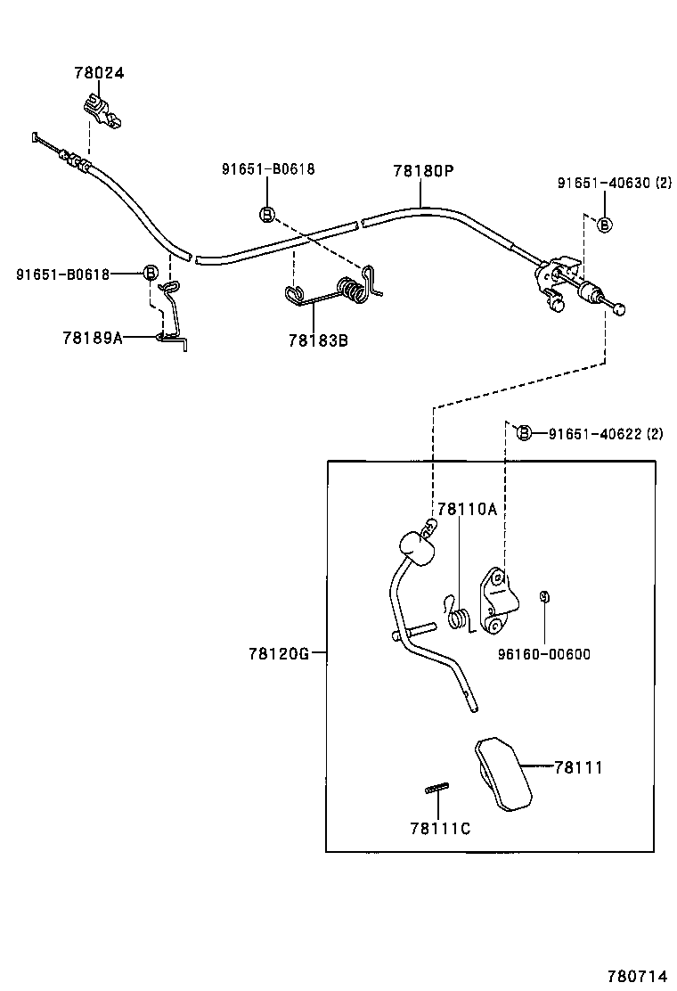78180-02250 CABLE ASSY, ACCELERATOR CONTROL product image