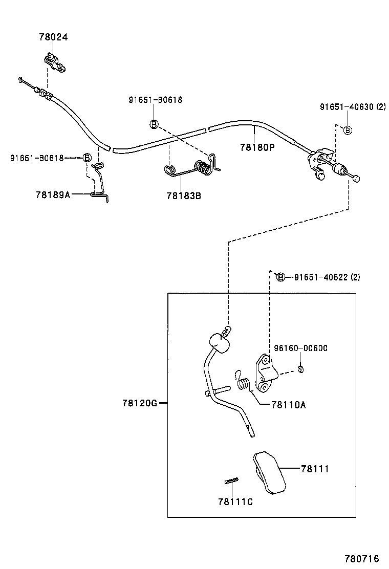 78180-02250 CABLE ASSY, ACCELERATOR CONTROL product image