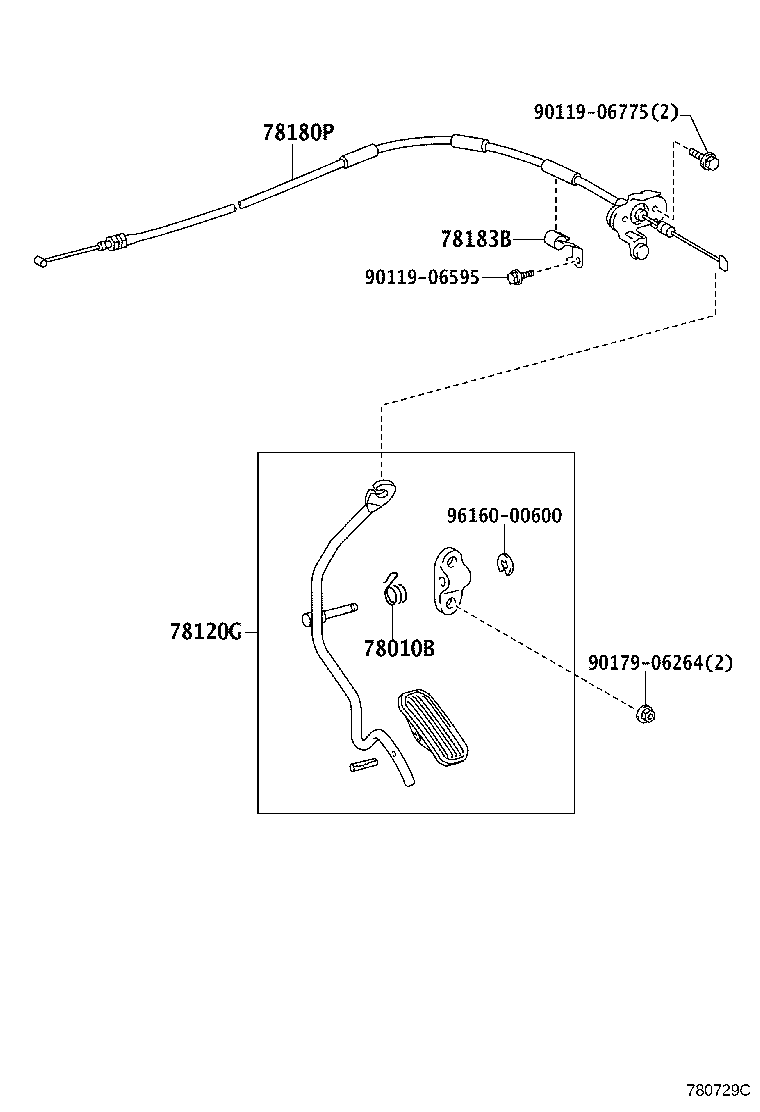 78180-35560 CABLE ASSY, ACCELERATOR CONTROL product image