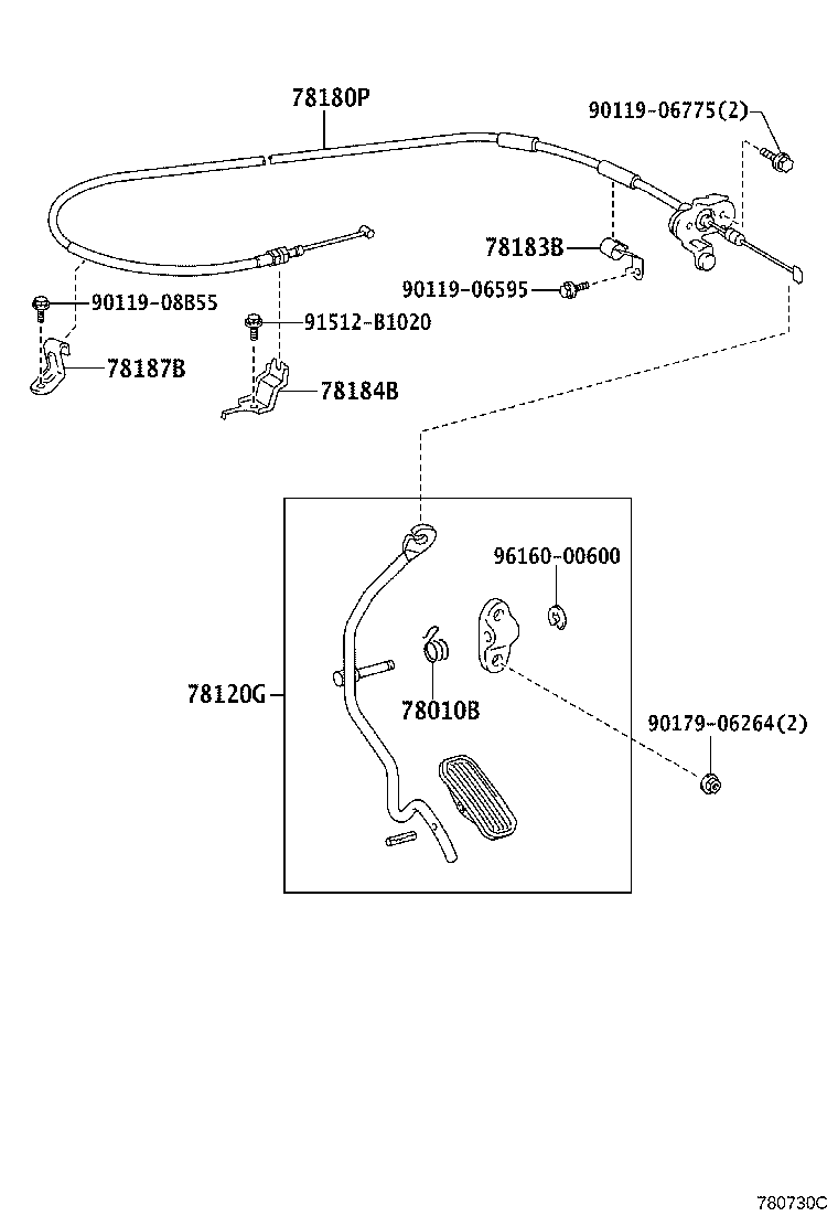 78180-35560 CABLE ASSY, ACCELERATOR CONTROL product image
