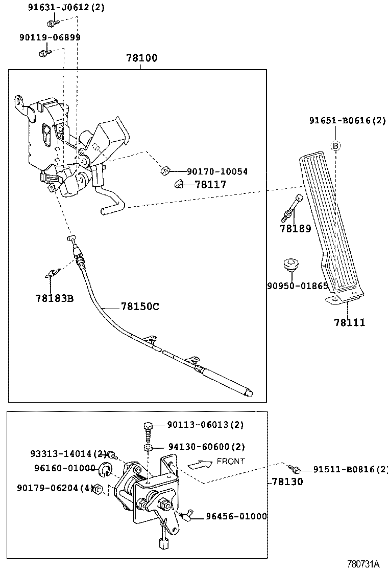 78184-37320 BRACKET, ACCELERATOR CONTROL CABLE product image