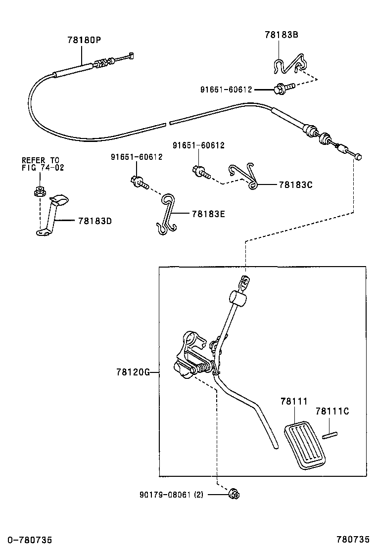 78183-0D070 CLAMP, ACCELERATOR CONTROL CABLE product image