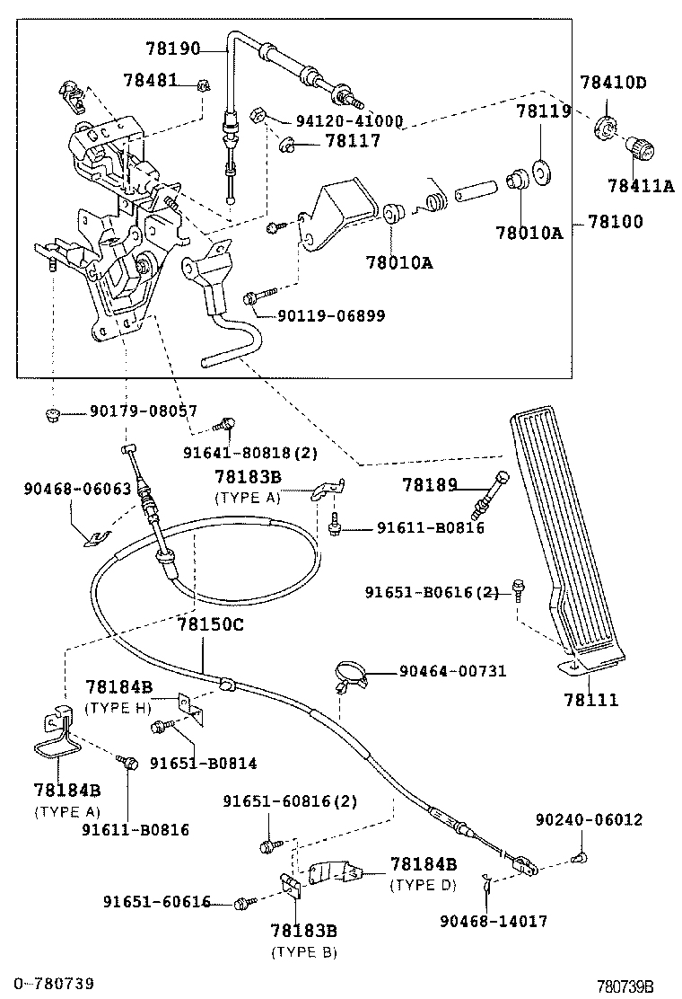 78184-37320 BRACKET, ACCELERATOR CONTROL CABLE product image